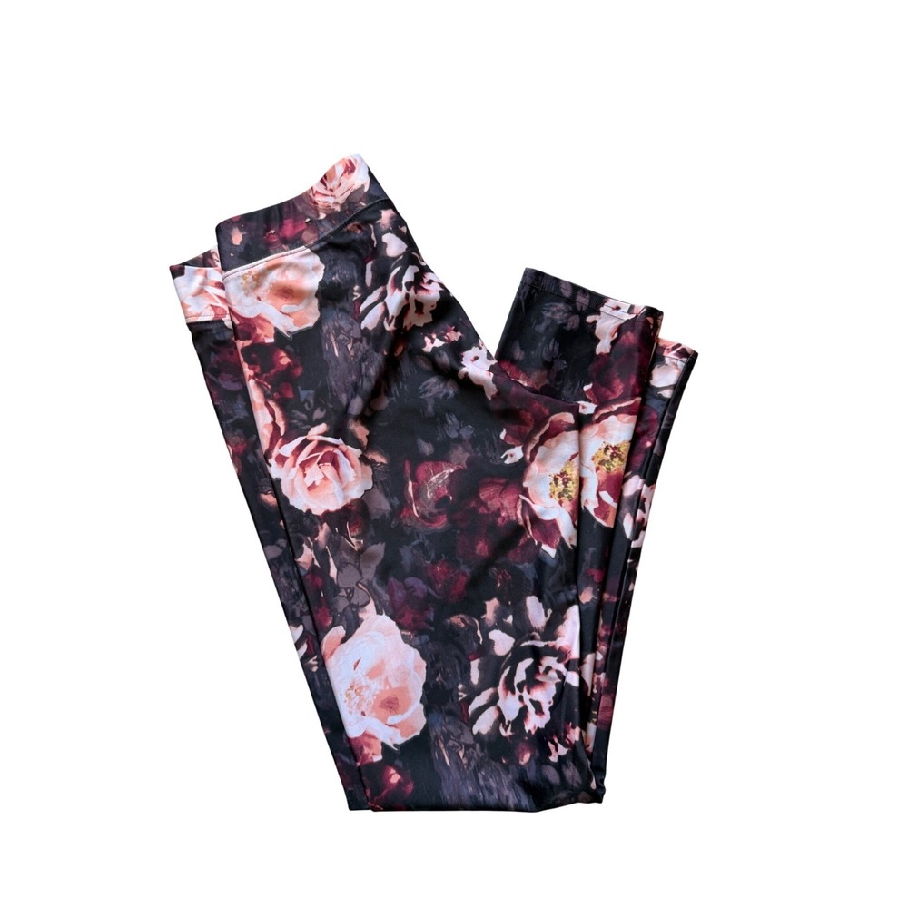 American Eagle Outfitters Floral Leggings Dark Rose Pink Black Small
